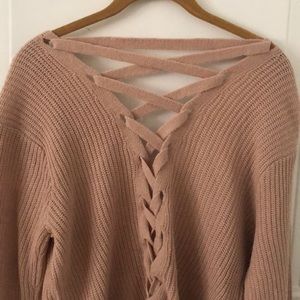 💖 Mauve PINK BRAIDED sweater! WORN ONCE